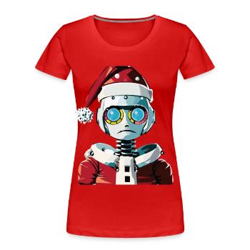 Robot dressed as Santa Claus - Women's Premium Organic T-Shirt - red - Front - Mia (176cm)