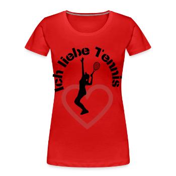 Ich liebe Tennis - Frauen Premium Bio T-Shirt - Rot - Vorne - Mia (176cm)