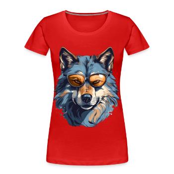 Loup gris dans le style de rue | Amoureux des loups - T-shirt bio Premium Femme - rouge - Devant - Mia (176cm)