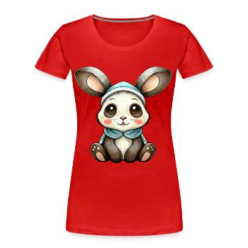 Kleines Kaninchen - Frauen Premium Bio T-Shirt - Rot - Vorne - Mia (176cm)