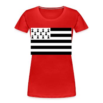 Drapeau Bretagne original - T-shirt bio Premium Femme - rouge - Devant - Mia (176cm)
