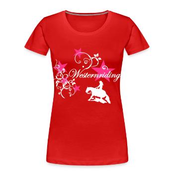 Westernriding Slider Tribal Sterne - Frauen Premium Bio T-Shirt - Rot - Vorne - Mia (176cm)