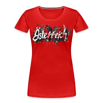 Autriche / Lettrage avec des touches de couleur - T-shirt bio Premium Femme - rouge - Devant - Mia (176cm)