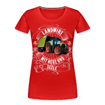 Landwirt - Frauen Premium Bio T-Shirt - Rot - Vorne - Mia (176cm)