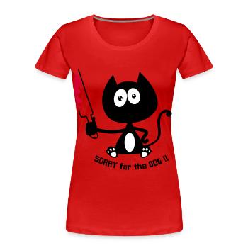 Mörderische Katze, Killerkatze, Katzenhumor! - Frauen Premium Bio T-Shirt - Rot - Vorne - Mia (176cm)