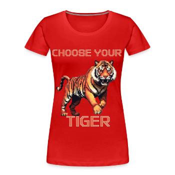 Wählen Sie Ihren Tiger | 8bit Tiger Abenteuer - Frauen Premium Bio T-Shirt - Rot - Vorne - Mia (176cm)