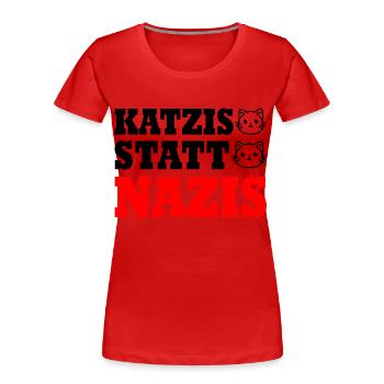 katzis statt nazis - Frauen Premium Bio T-Shirt - Rot - Vorne - Mia (176cm)