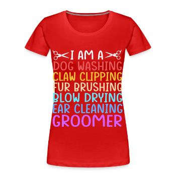 Toiletteur pour chiens - T-shirt bio Premium Femme - rouge - Devant - Mia (176cm)