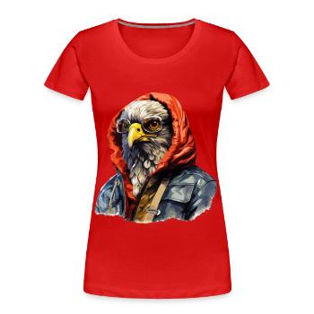 Faucon de style de rue | Amoureux des faucons - T-shirt bio Premium Femme - rouge - Devant - Mia (176cm)