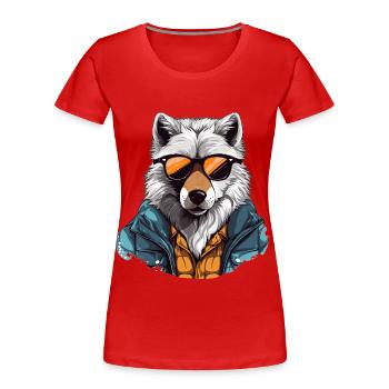 Loup polaire de style de rue | Amoureux des loups - T-shirt bio Premium Femme - rouge - Devant - Mia (176cm)