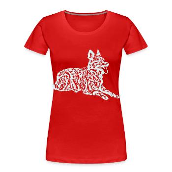 Hollandse Herder Langhaar - Frauen Premium Bio T-Shirt - Rot - Vorne - Mia (176cm)