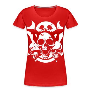 Horreur Crâne Crâne Art Crâne Gothique Heavy Metal - T-shirt bio Premium Femme - rouge - Devant - Mia (176cm)