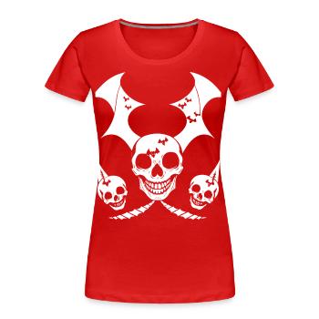 Horreur Crâne Crâne Art Crâne Gothique Heavy Metal - T-shirt bio Premium Femme - rouge - Devant - Mia (176cm)