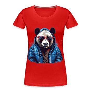 Panda grand style de rue | Amoureux des pandas - T-shirt bio Premium Femme - rouge - Devant - Mia (176cm)