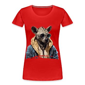 Hyène tachetée style de rue | Amoureux des hyènes - T-shirt bio Premium Femme - rouge - Devant - Mia (176cm)