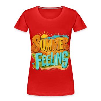 Sensation d’été - T-shirt bio Premium Femme - rouge - Devant - Mia (176cm)