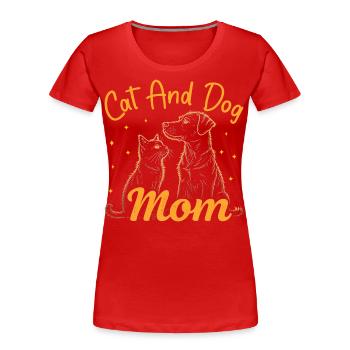 Katze und Hund Mama T-Shirt Haustiere Tiere Liebhaber Welpe Frauen - Frauen Premium Bio T-Shirt - Rot - Vorne - Mia (176cm)