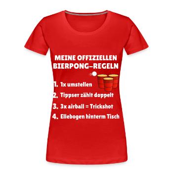 Offiziellen Bierpong Regeln Partyshirt biertrinker - Frauen Premium Bio T-Shirt - Rot - Vorne - Mia (176cm)