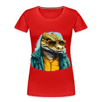 Crocodile de rue | Amoureux des crocodiles - T-shirt bio Premium Femme - rouge - Devant - Mia (176cm)