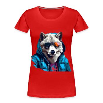 Loup polaire de style de rue | Amoureux des loups - T-shirt bio Premium Femme - rouge - Devant - Mia (176cm)