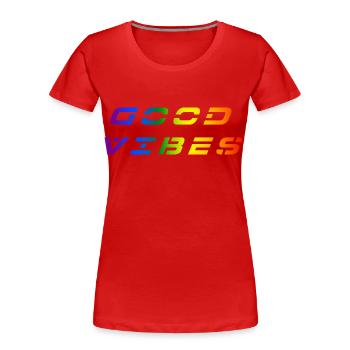 Good Vibrations - Women's Premium Organic T-Shirt - red - Front - Mia (176cm)