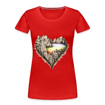 Regenbogensee in den Felsen. In Form eines Herzens. - Frauen Premium Bio T-Shirt - Rot - Vorne - Mia (176cm)