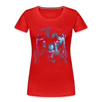 Cyber Panthère Noire Face - Black Panther - Néon - T-shirt bio Premium Femme - rouge - Devant - Mia (176cm)