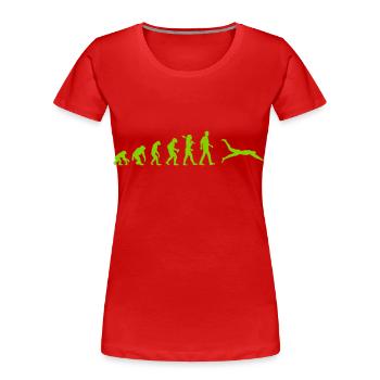 Schwimmer Evolution - Frauen Premium Bio T-Shirt - Rot - Vorne - Mia (176cm)