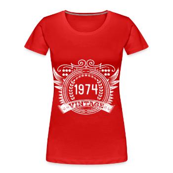 Millésime 1974 Fête d’anniversaire Fête Surprise - T-shirt bio Premium Femme - rouge - Devant - Mia (176cm)