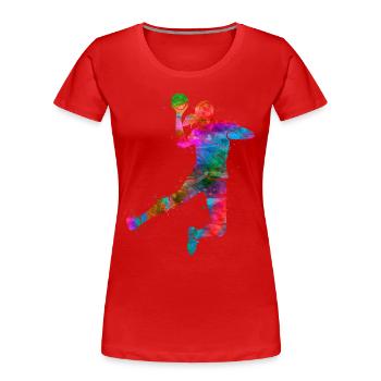Handball player Farbklecks Handball Handball player - Women's Premium Organic T-Shirt - red - Front - Mia (176cm)