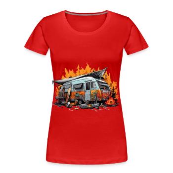 Evening by the Bonfire. Retro holidays. - Women's Premium Organic T-Shirt - red - Front - Mia (176cm)