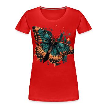 Papillon tropical - T-shirt bio Premium Femme - rouge - Devant - Mia (176cm)