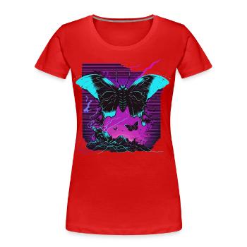 Lueur dans la nuit papillon - T-shirt bio Premium Femme - rouge - Devant - Mia (176cm)