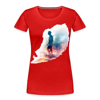 Ein Mann der nach links schaut im Watercolor Style - Frauen Premium Bio T-Shirt - Rot - Vorne - Mia (176cm)