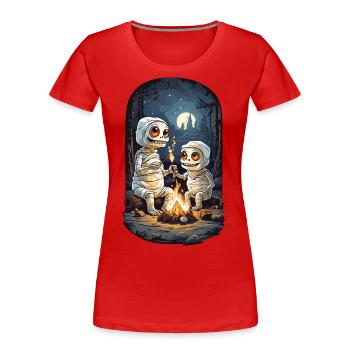 Kids Halloween Mummies Campfire Party Design - Women's Premium Organic T-Shirt - red - Front - Mia (176cm)