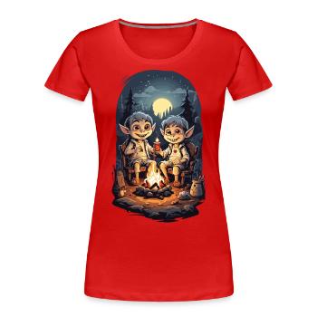 Halloween Camping Vampire Enfants Dessin Animé - T-shirt bio Premium Femme - rouge - Devant - Mia (176cm)