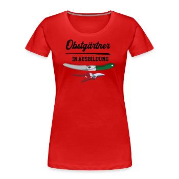 Obstgärtner in Ausbildung Obstgärtnerausbildung - Frauen Premium Bio T-Shirt - Rot - Vorne - Mia (176cm)