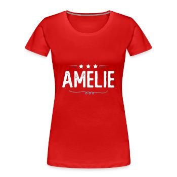 Amélie - T-shirt bio Premium Femme - rouge - Devant - Mia (176cm)