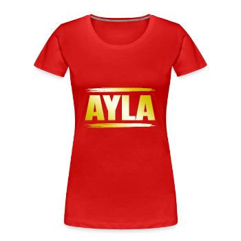Cécile - T-shirt bio Premium Femme - rouge - Devant - Mia (176cm)