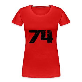 74 Maillot numéro - T-shirt bio Premium Femme - rouge - Devant - Mia (176cm)