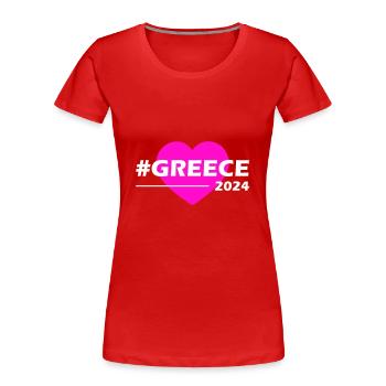 Grèce 2024 Amour du cœur - T-shirt bio Premium Femme - rouge - Devant - Mia (176cm)