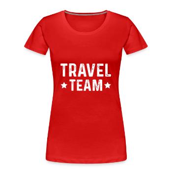 Travel Team - Frauen Premium Bio T-Shirt - Rot - Vorne - Mia (176cm)