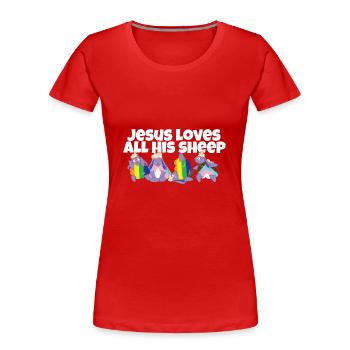 Jesus Loves All His Sheep LGBTQ Proud Ally Gay - Frauen Premium Bio T-Shirt - Rot - Vorne - Mia (176cm)