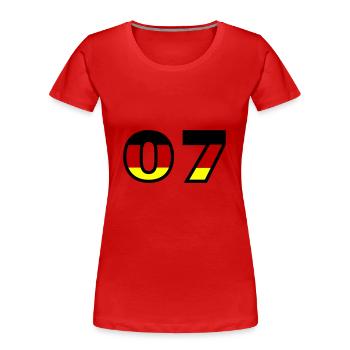 7 Zahl Deutschland Trikot - Frauen Premium Bio T-Shirt - Rot - Vorne - Mia (176cm)