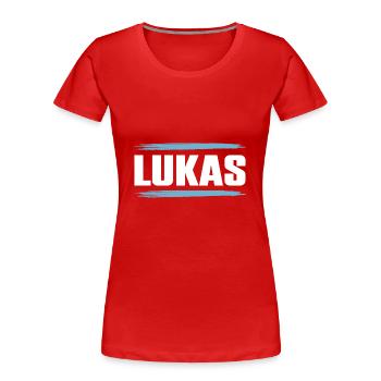 Lukas - T-shirt bio Premium Femme - rouge - Devant - Mia (176cm)