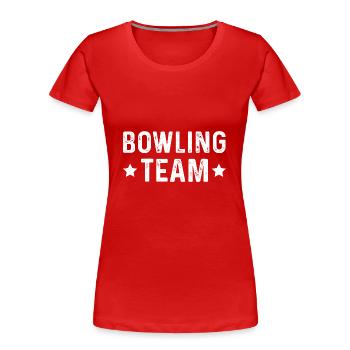 Bowling Team - Frauen Premium Bio T-Shirt - Rot - Vorne - Mia (176cm)