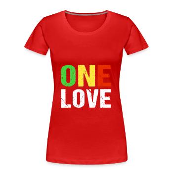 One Love Reggae Musik Jamaica - Frauen Premium Bio T-Shirt - Rot - Vorne - Mia (176cm)