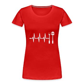 Grillzange Grillen Puls - Frauen Premium Bio T-Shirt - Rot - Vorne - Mia (176cm)
