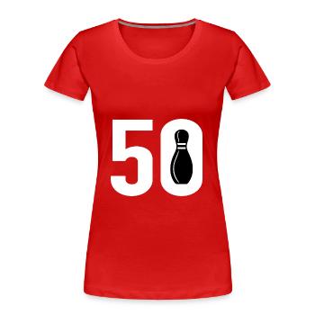 50 Bowling Bowler 50 - Women's Premium Organic T-Shirt - red - Front - Mia (176cm)