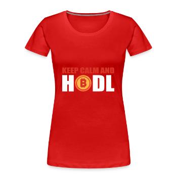 Bitcoin Hodl - T-shirt bio Premium Femme - rouge - Devant - Mia (176cm)